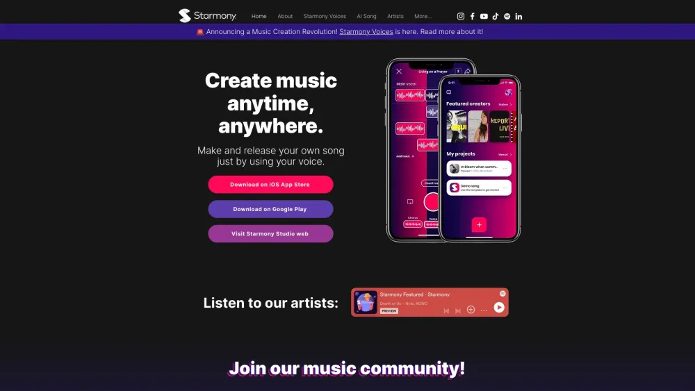 Starmony: AI Tool for Instant Music Creation