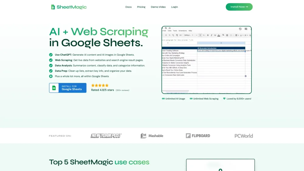 SheetMagic: AI Tool for Google Sheets