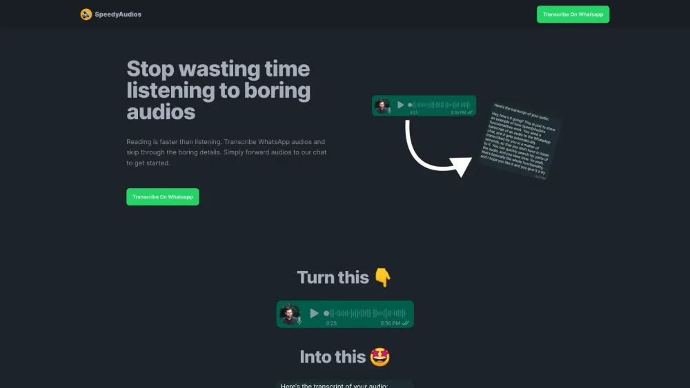 SpeedyAudios: AI Tool for Instant Audio Transcription