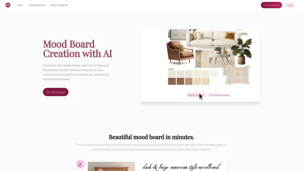 MoodBoardly: AI Tool for Interior Design & More