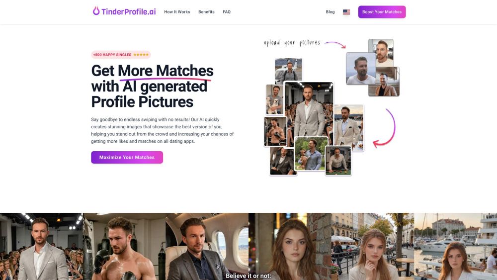 TinderProfile.ai Website screenshot