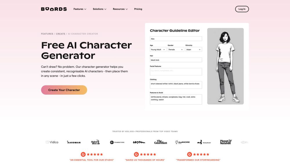 Boords: FREE AI Character Generator — AI Tool