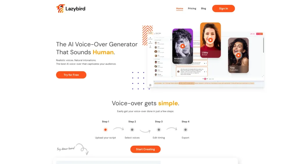 LazyBird | AI Voice Over Studio: Best AI voice-over generator in 100+ languages & character voices. #ai tool #LazyBird