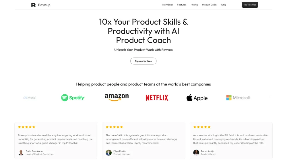 Rowsup: AI Tool for Product Managers