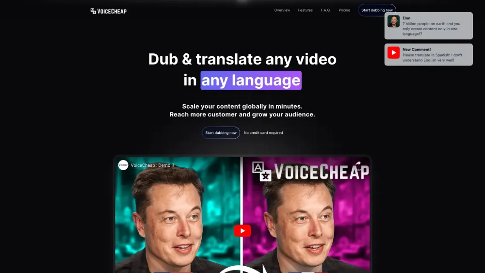 VoiceCheap: AI Tool for Video Dubbing