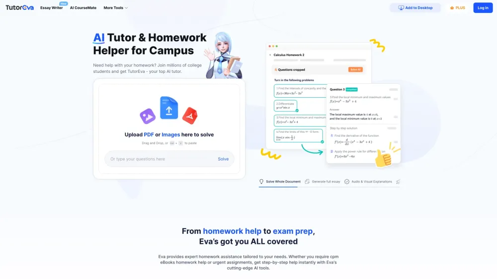 TutorEva: AI Tool for College Success & Homework Help