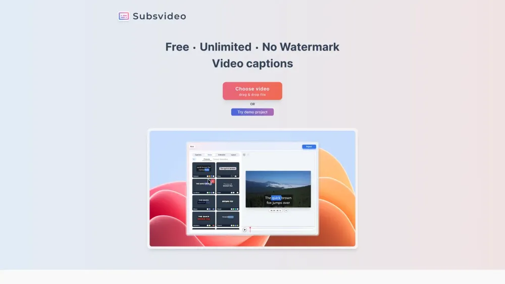 Subsvideo: AI Tool for Unlimited Captions