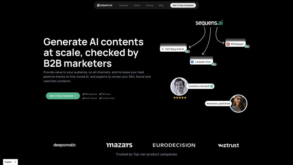 Sequens.ai Website screenshot