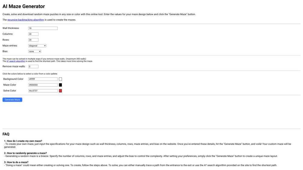 AI Maze generator: AI Tool for Random Mazes