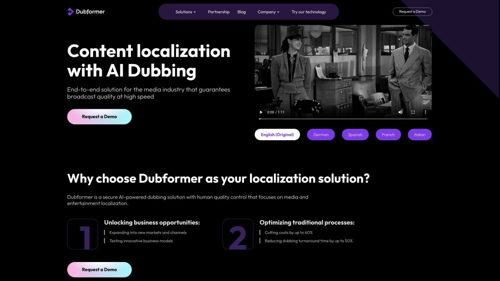 Dubformer: AI Tool for Media & Entertainment