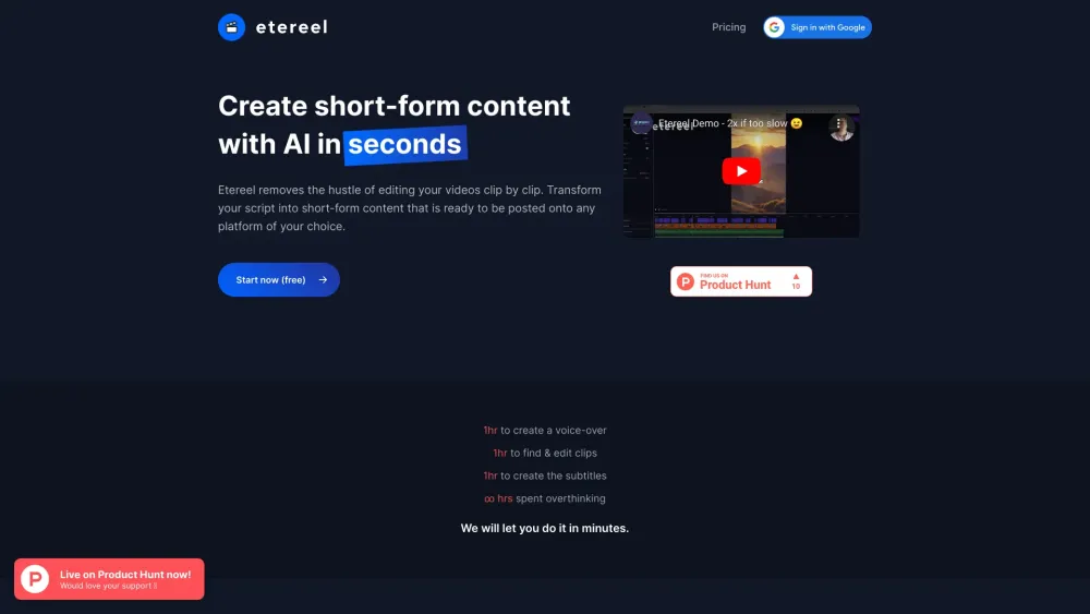 Etereel: AI Tool for Script-to-Shorts Videos