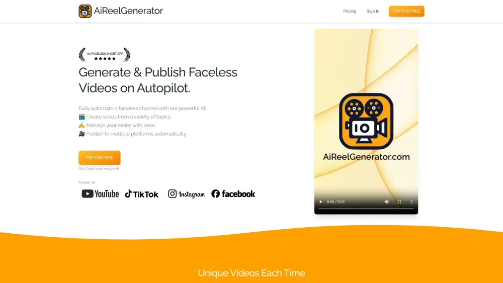 AiReelGenerator: AI-Powered Video Generator