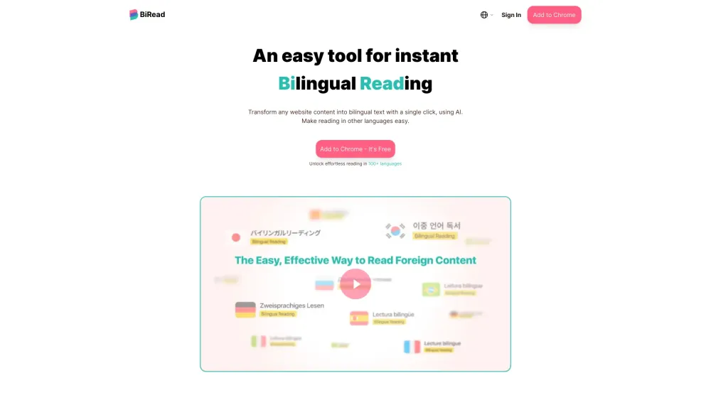 BiRead: AI Tool for Instant Bilingual Reading
