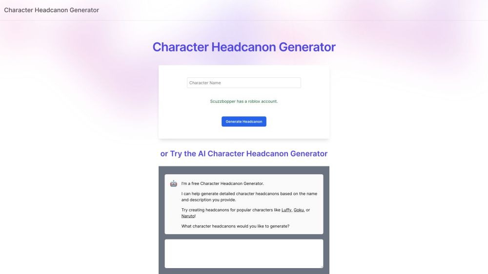 Headcanon Generator: AI Tool for Unique Character Creation