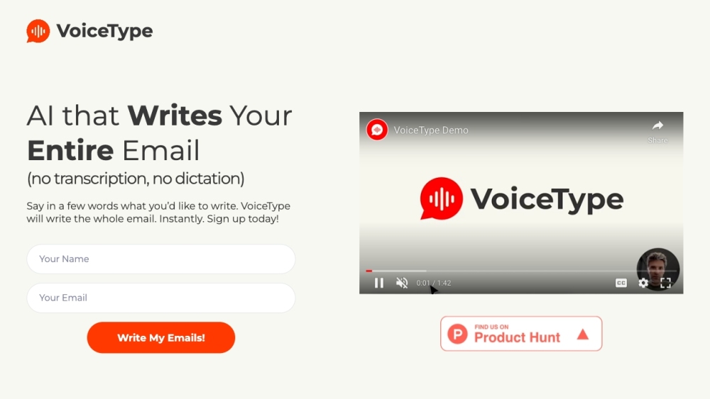 VoiceType: AI Tool for Email Generation