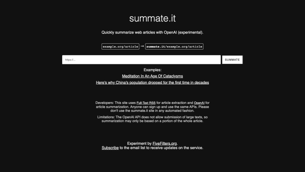 Summate.it: AI Tool for Quick Summarization