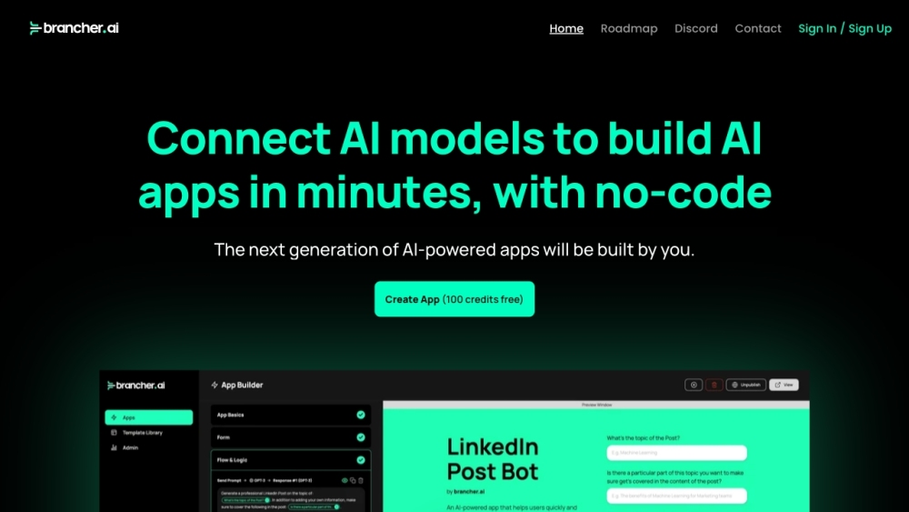 Brancher.ai: Build AI Apps with No-Code AI Tool