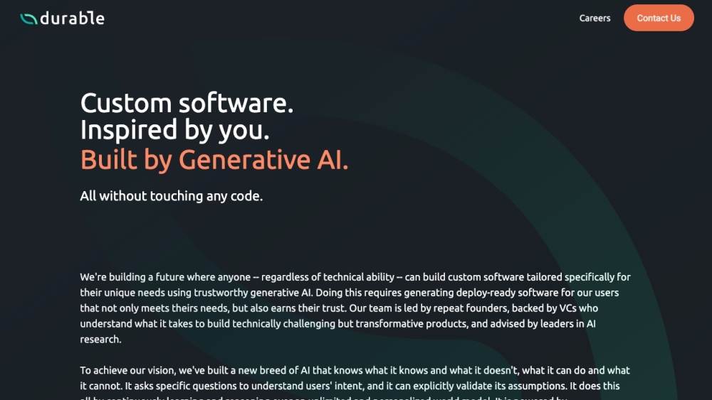 Durable: AI Tool for Custom Software – No Code
