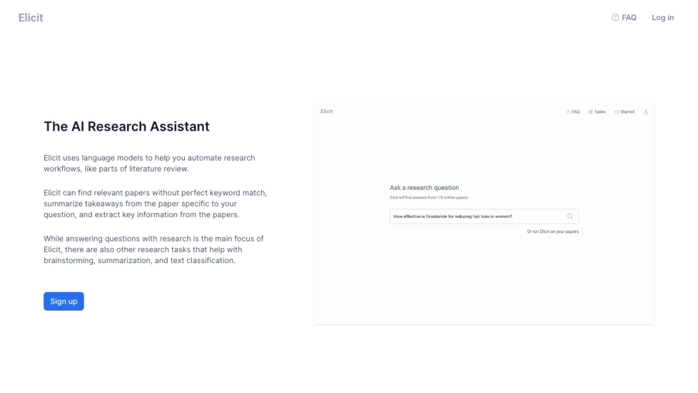 Elicit AI Website screenshot