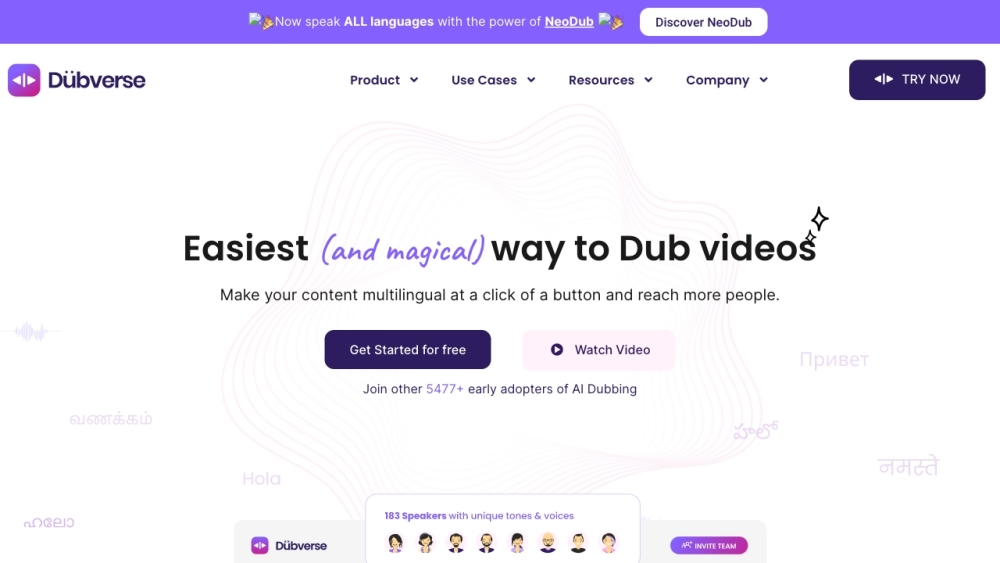 Dubverse: AI Tool for Lightning-Fast Video Dubbing