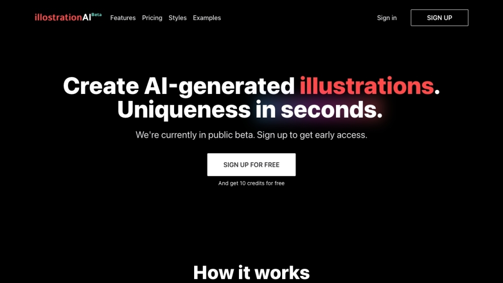 AI Illustrations Website screenshot