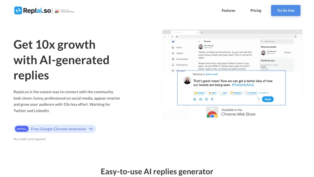 Replai.so: AI Tool to Connect, Appear Witty, and Grow