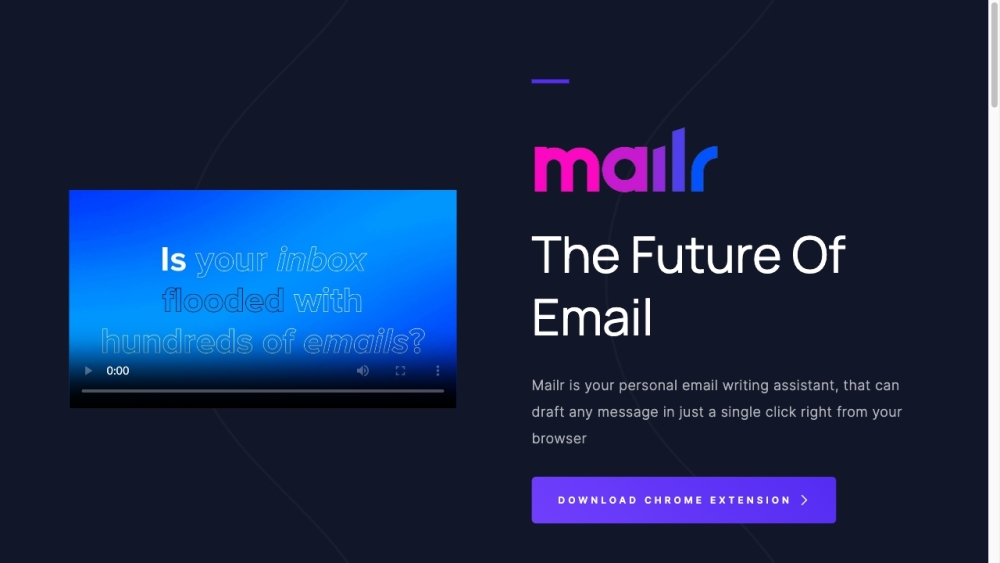 Mailr - AI Email Assistant Website screenshot