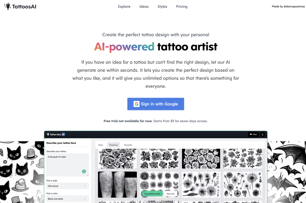 TattoosAI: AI Tool to Create Perfect Tattoo Designs