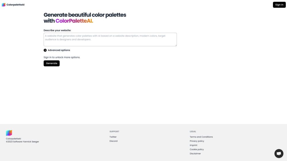 ColorpaletteAI: AI Tool for Stunning Color Palettes