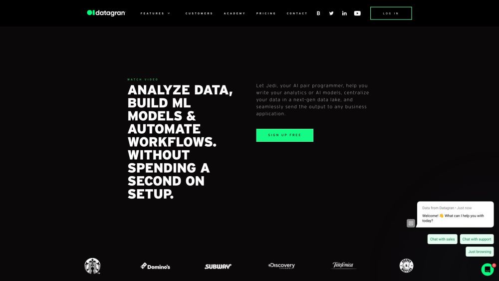 Datagran Website screenshot