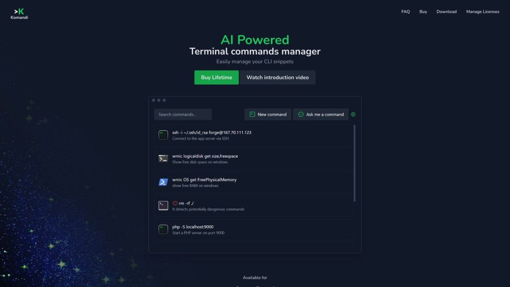 Komandi: AI CLI/Terminal Manager & Command Generator