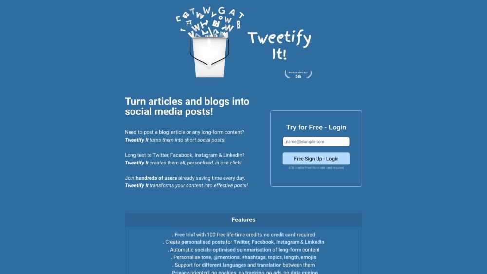 Tweetify It: AI Tool for Social Post Creation