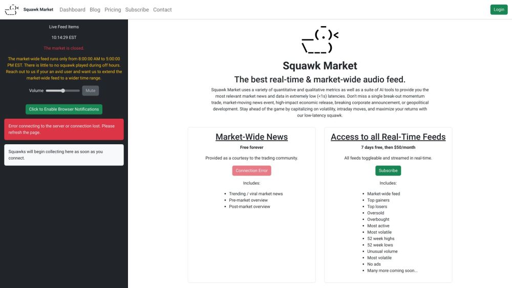 Squawk Market: Real-time Audio Feed & Analysis