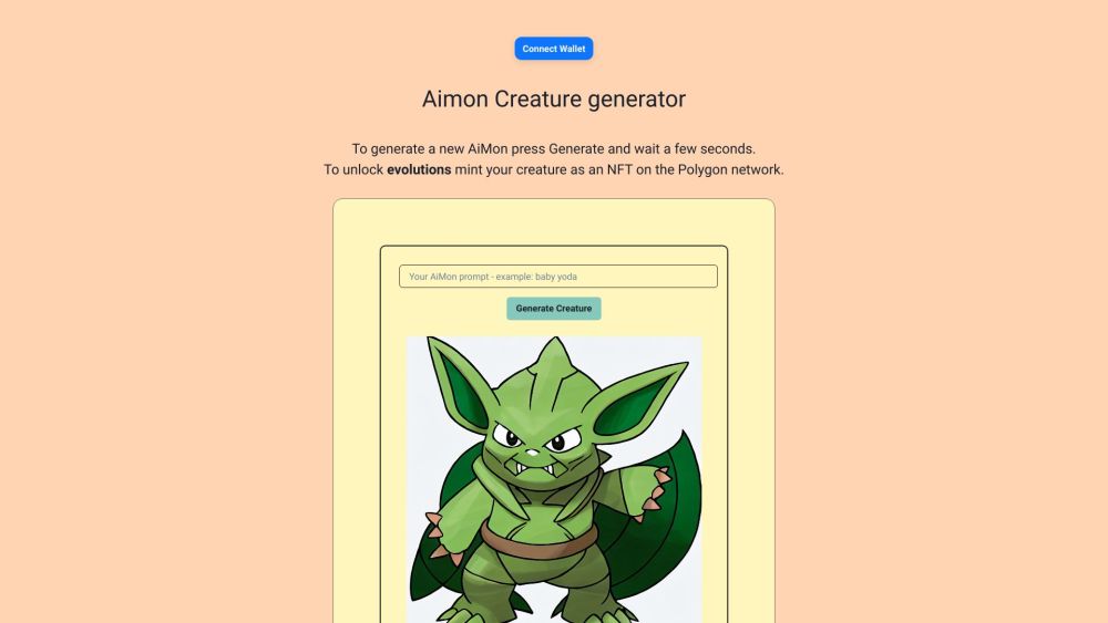 AiMon NFT Generator: Ultimate AI tool for creating & minting AiMon creatures on Polygon