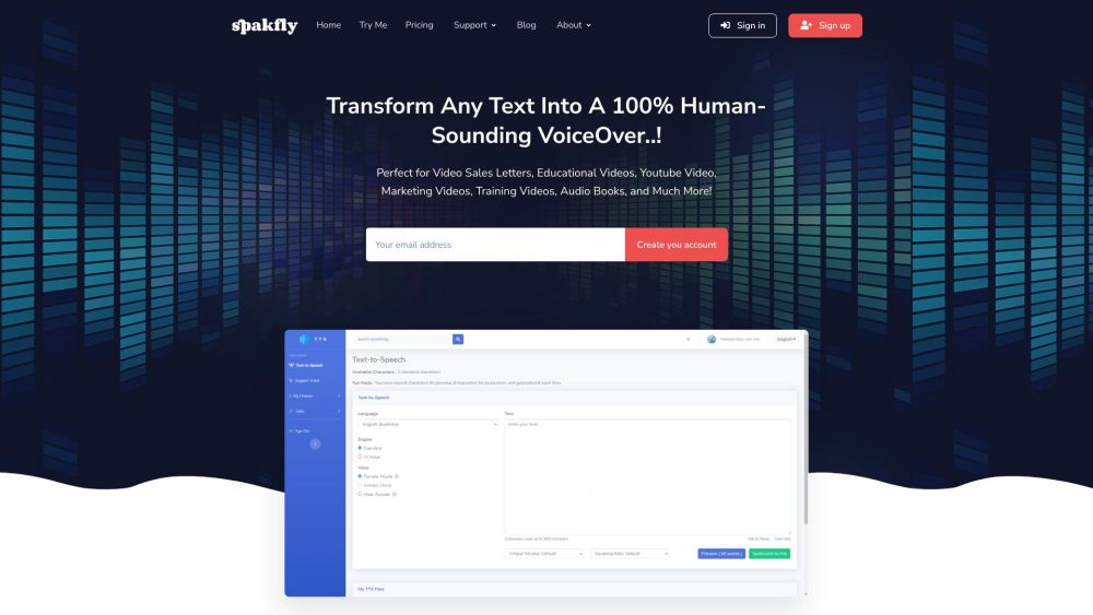 Spakfly: AI Tool for Human-Sounding Voiceovers