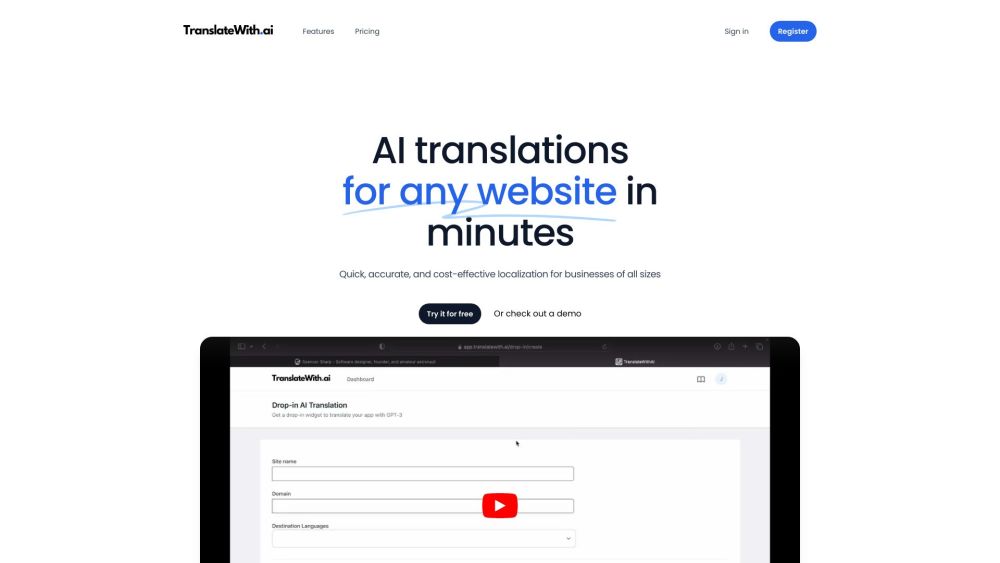 TranslateWith.ai: AI Tool for Website Localization