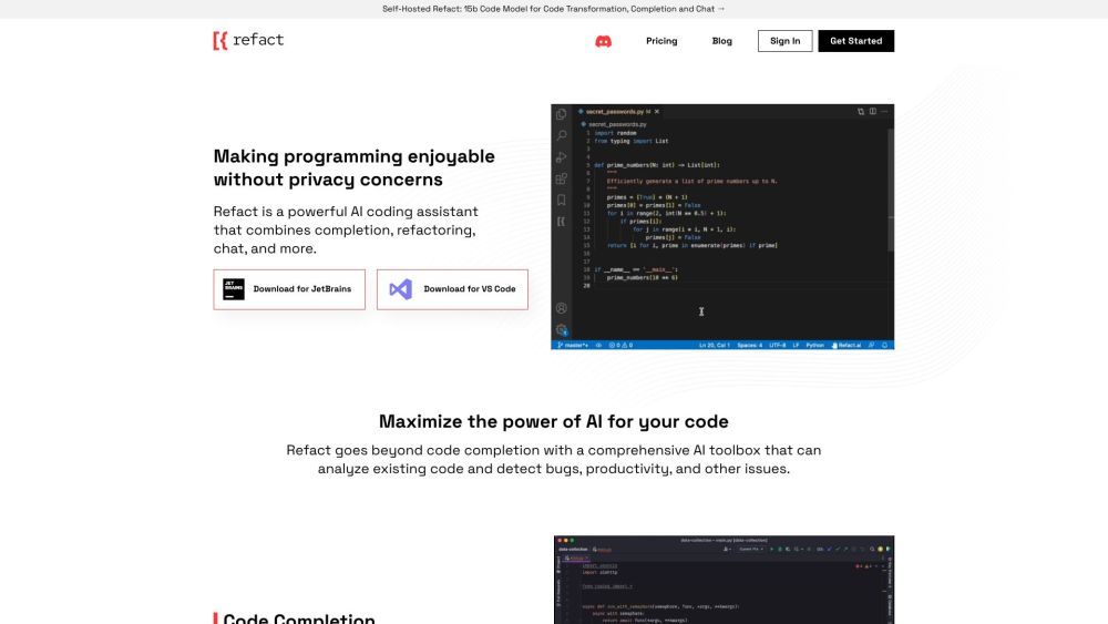 Refact.ai: AI Tool for Code Analysis, Completion, Refactoring