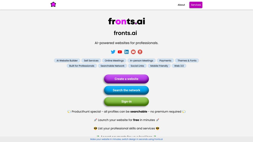 Fronts.AI: AI Tool to Build Sites from One Word