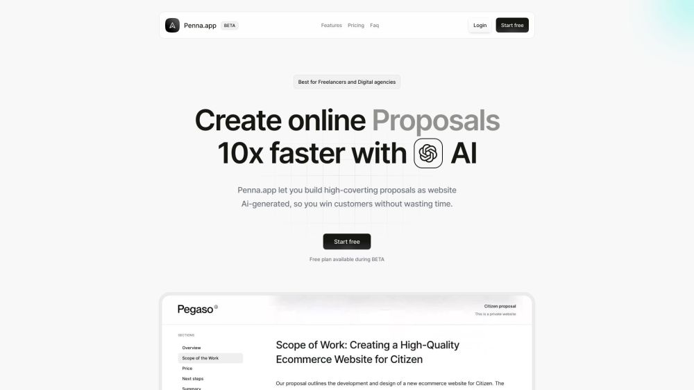 Penna.app: Create Proposals with AI Tool