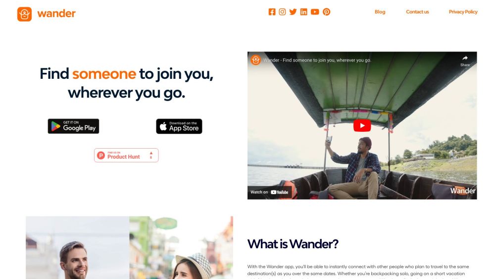 Wander: Connect like-minded travelers, plan trips, find companions. AI tool for seamless travel experiences.