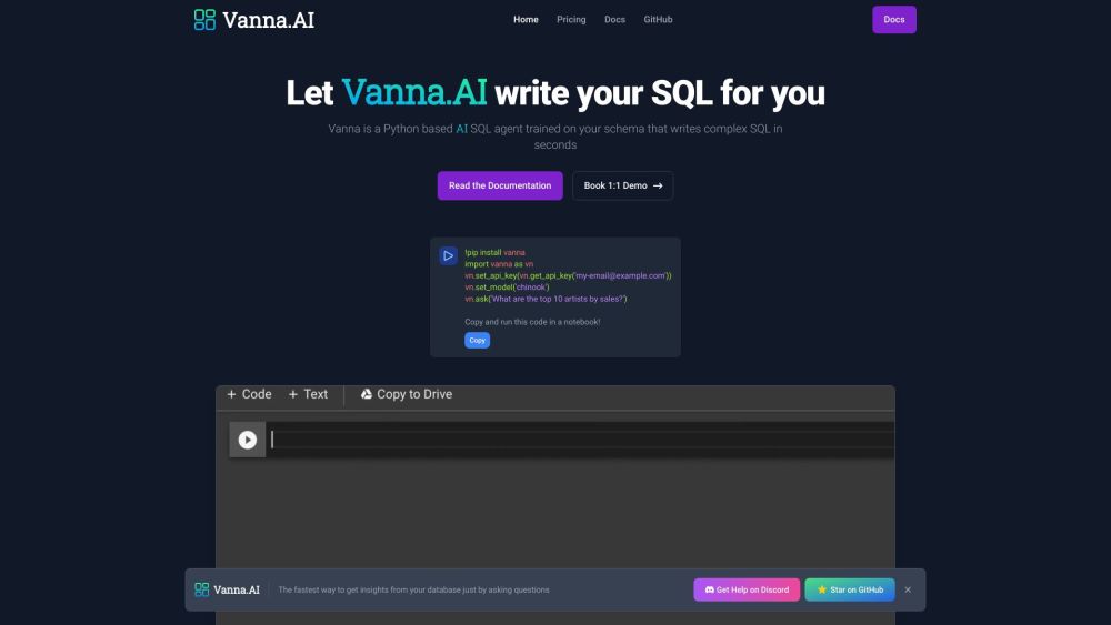 Vanna: AI Tool for SQL Generation & BI Queries