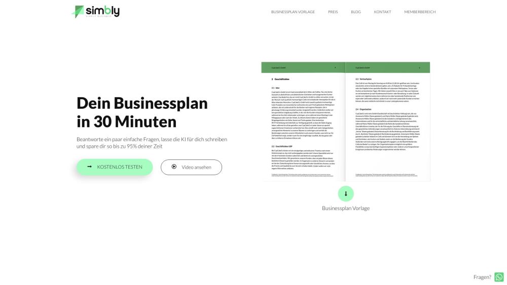 simbly: AI Tool for Consultant-Quality Business Plans