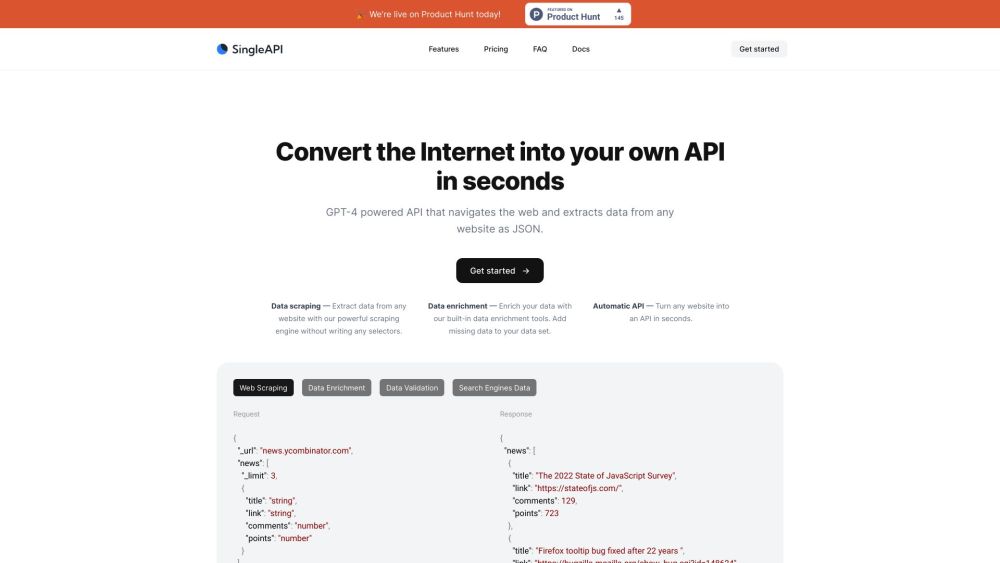 SingleAPI: GPT-4 AI Tool Extracts Data from Any Website