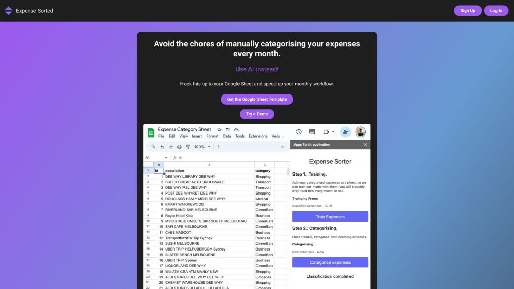 Expense Sorted: AI Tool for Effortless Expense Categorisation