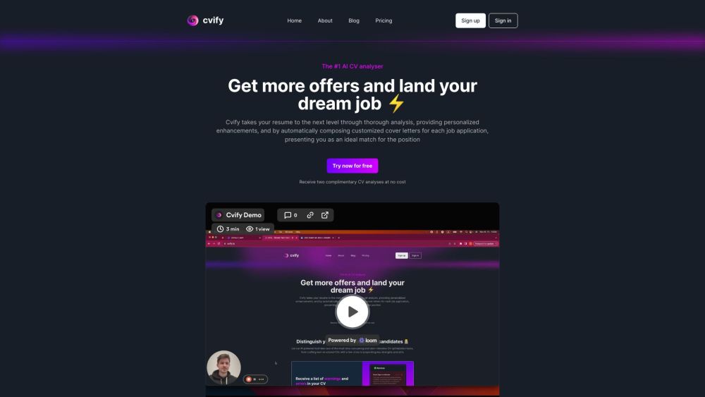 Cvify: AI Tool to Analyze & Enhance Your CV
