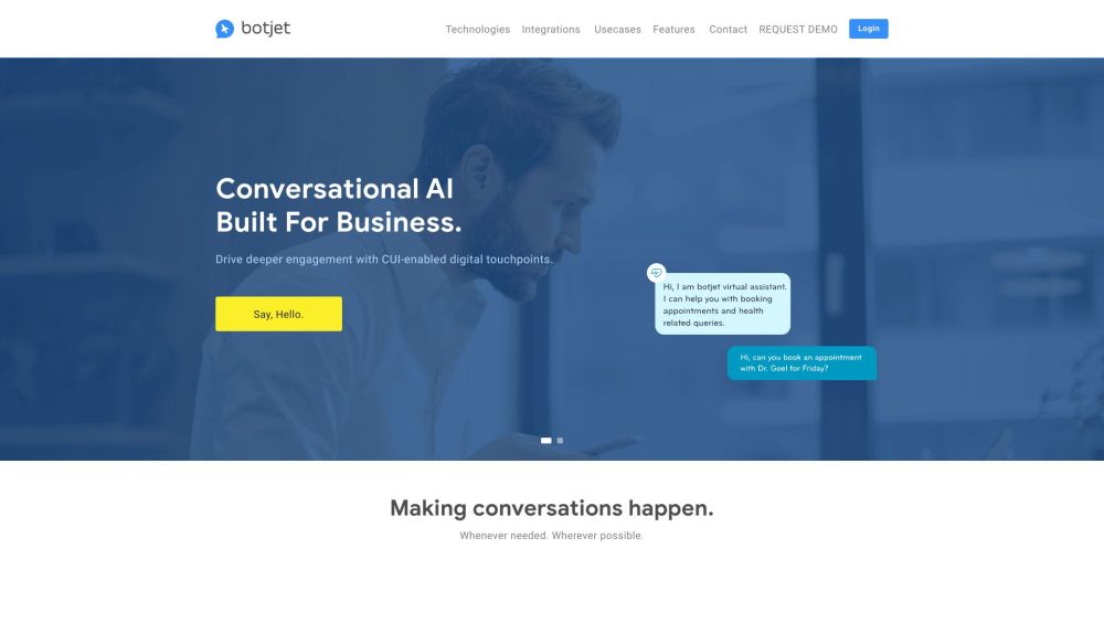 Botjet: Conversational AI platform for chatbot solutions and AI tool.