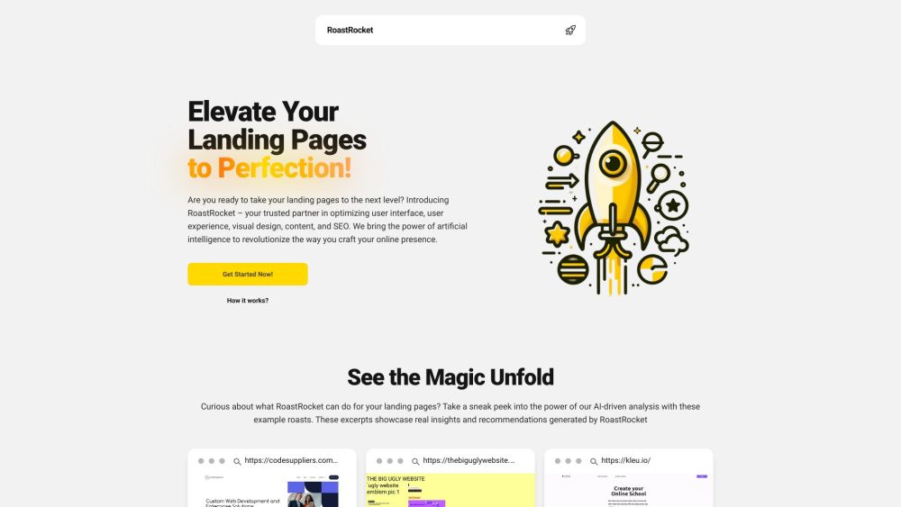 RoastRocket: AI Tool Optimizing Landing Pages