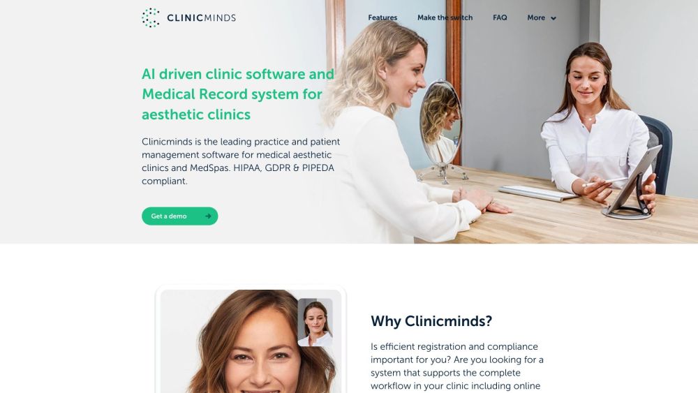 Clinicminds: Clinic Software & Medical Record System for aesthetic clinics. HIPAA, GDPR & PIPEDA compliant practice and patient management software! AI Tool.