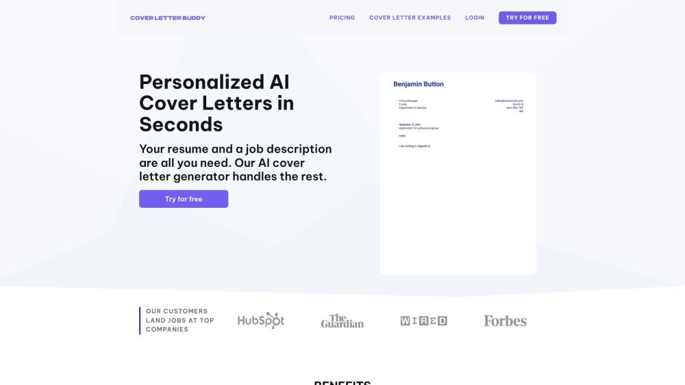 Free AI Cover Letter: AI Tool for Product Name