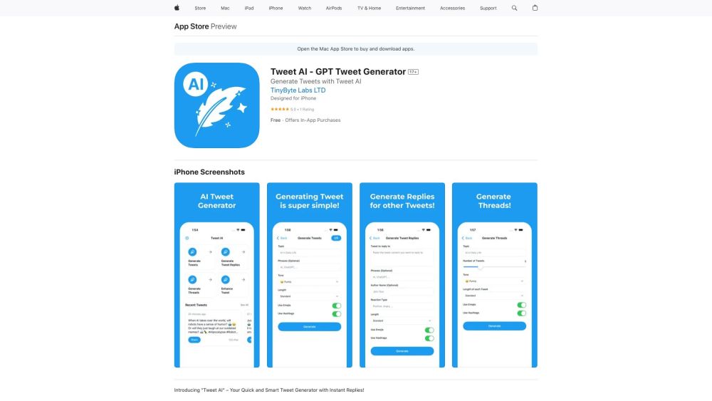 Tweet AI - AI Tweet Generator: ai tool Product Name